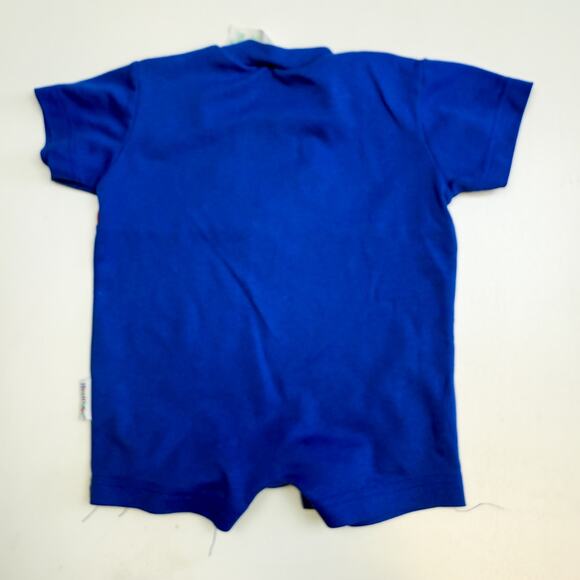 Vintage Healthtex 90s Firefighter Dog Romper Blue Red 12 Months - Picture 5 of 6